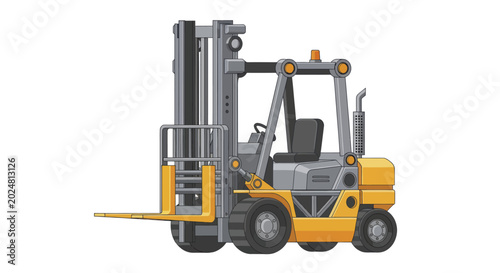 Canvastavla Yellow Forklift Truck Industrial Vehicle Illustration.