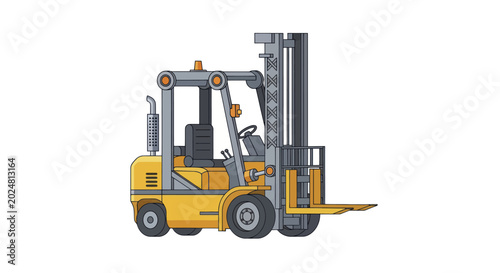 Fotografía Yellow Forklift Truck Isolated on White Background Industrial Vehicle