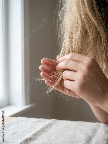 dry, dull hair with split ends

