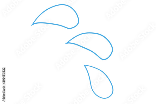 汗や涙の滴マーク 感情表現の線画ベクターイラスト