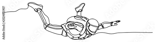 Fotografija Single continuous line drawing of a professional skydiver falling through the ai