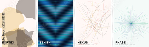 Foto Minimalist abstract poster collection with Vortex, Zenith, Nexus, and Phase desi