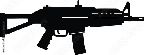 Cuadro en lienzo Silhouette design of FN minimi M 249 fighter jet