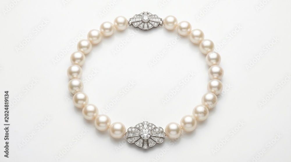 Fototapeta premium Luxury pearl necklace with diamond clasp