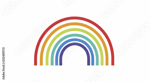 Photos Colorful rainbow arc with distinct colored stripes.