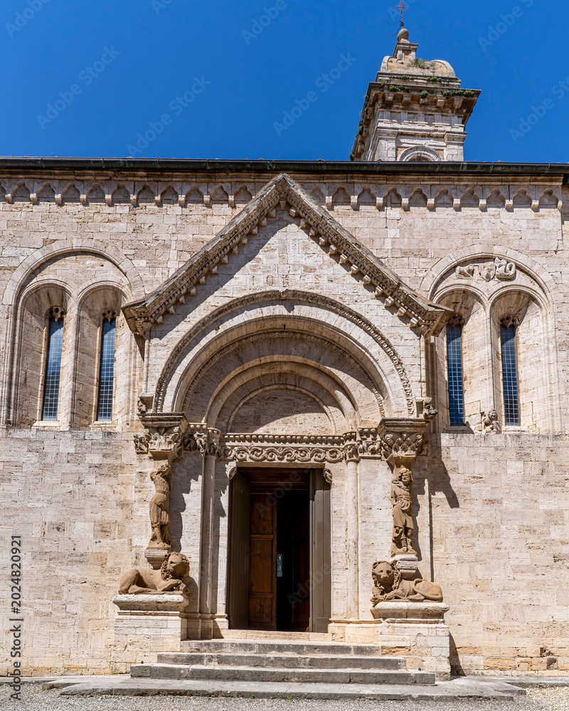 Fototapeta premium The Collegiata di San Quirico Church view in San Quirico d'Orcia Town of Tuscany
