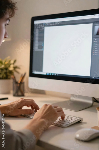 A Person Typing on a Computer Keyboard