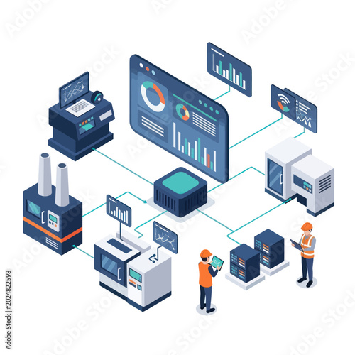 Smart factory operations with real time data visualization and industrial IoT.