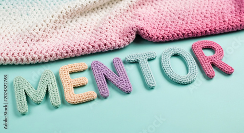 Crocheted letters spelling 
