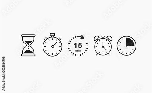 Thin line timer icons