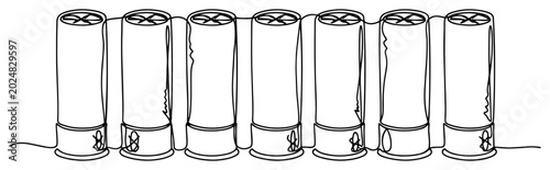 Bild auf Leinwand Shotgun shells row in minimalist line art style