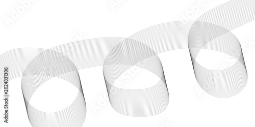 Photos Abstract three dimensional wireframe cylinders connected by a wavy line pattern