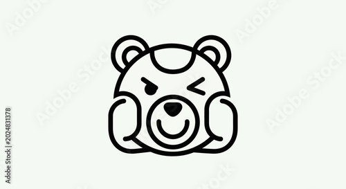 Obraz na płótnie Cartoon bear character winking minimalist design