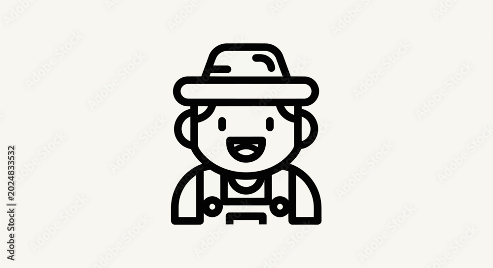 Obraz premium Cartoon farmer icon smiling