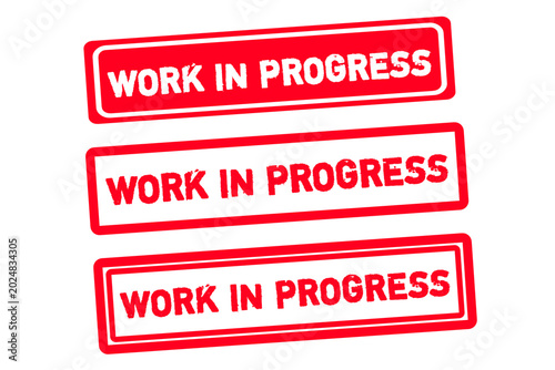 Quadro su tela Work In Progress Stamp Vector Set PNG Transparent Background Red Grunge Construc