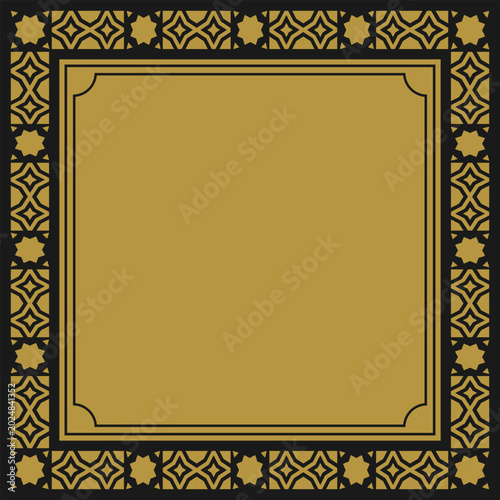 Golden square frame with vintage ornament. Version 2. Vector illustration