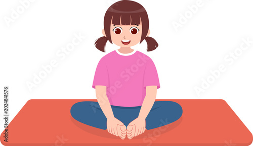 Cute Child Sitting in Butterfly Yoga Pose