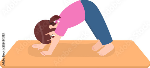 Child Doing Downward Dog Yoga Pose