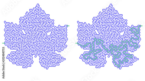 Foto Leaf outline with intricate pattern and green highlights