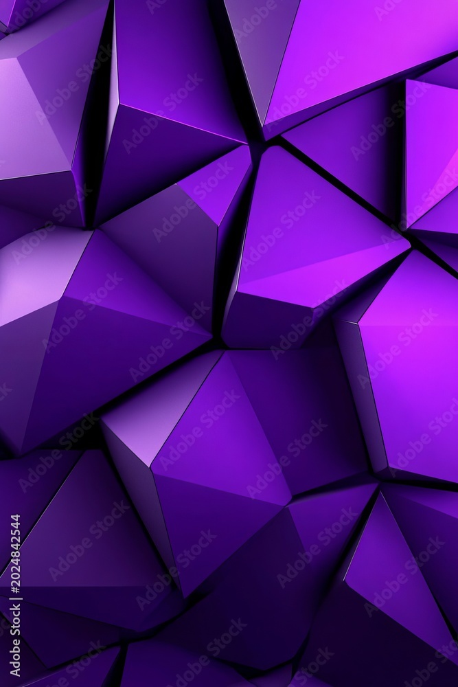 Fototapeta premium Abstract Purple Polygon Mosaic Texture with Geometric Low Poly Art and Dark Violet Facet Background