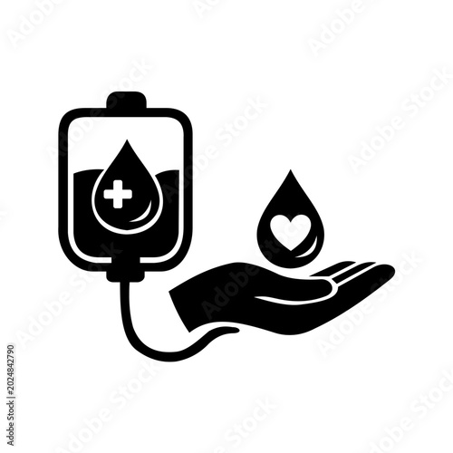 Black Blood Donate Icon Vector