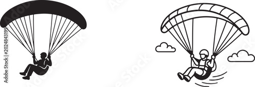 Bild auf Leinwand Paraglider silhouette vector icon, extreme air sport symbol EPS illustration