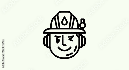 Foto Engineer icon with hard hat and winking