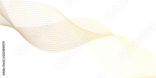 Vector abstract background with dynamic orange waves, lines and particles,  flowing, golden, wavy lines rendered against a clean white backdrop, Elegant gold wavy lines create a sophisticated. 