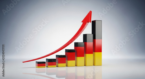 Germany Economy Growth Chart Increasing Trend Bar Graph Business Finance Success Investment Rising Market Up Arrow Illustration