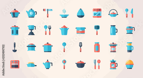 Bild auf Leinwand Collection of kitchen utensils and cookware
