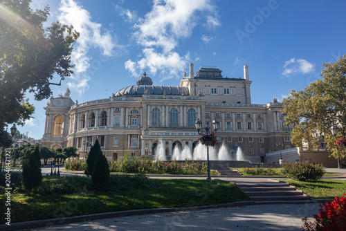 Grand Opera House with Fountain and Trees