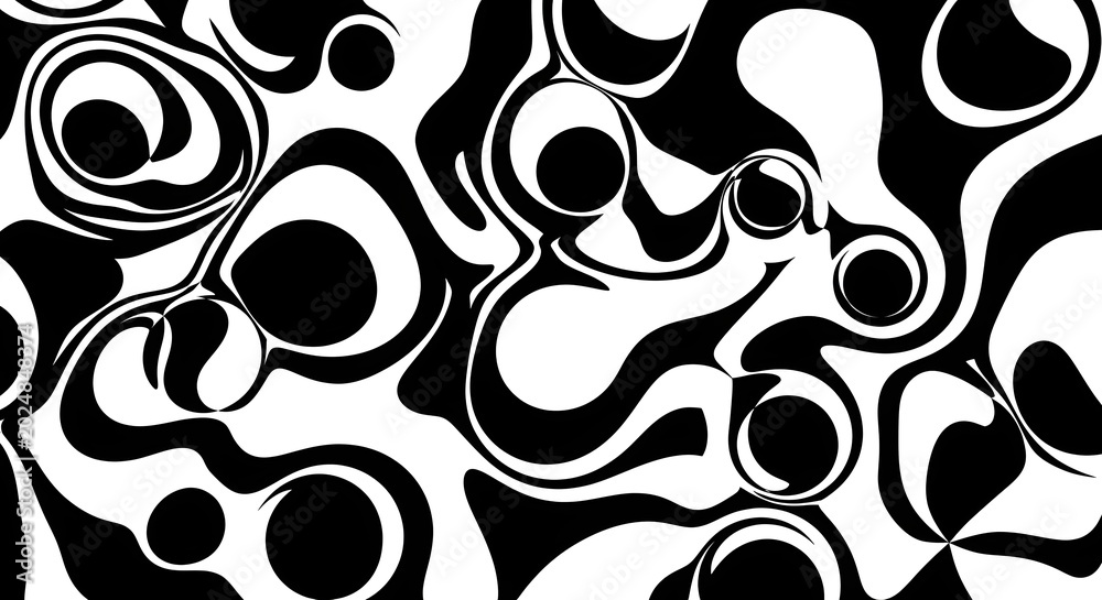 Fototapeta premium Black and white seamless pattern with circles