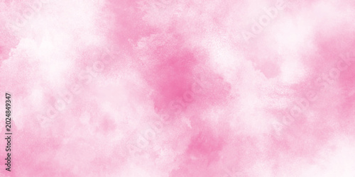 Pink abstract wet watercolor background, Soft smeared aquarelle painted magenta watercolor canvas for splash design, invitation background, Blurred vintage pink gradient background with spots. 