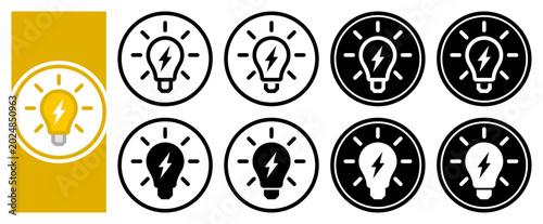 Foto Flat light bulb icons, in outline and solid styles