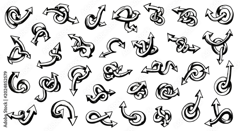 Fototapeta premium Collection of various decorative swirl design elements.