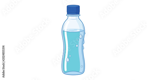 Canvastavla plastic water bottle with condensation cartoon illustration