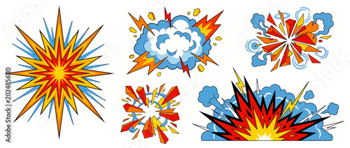 Cuadro en lienzo This dynamic collection showcases explosive graphic designs featuring colorful bursts and clouds, capturing high energy and excitement that evoke feelings of motion and intensity