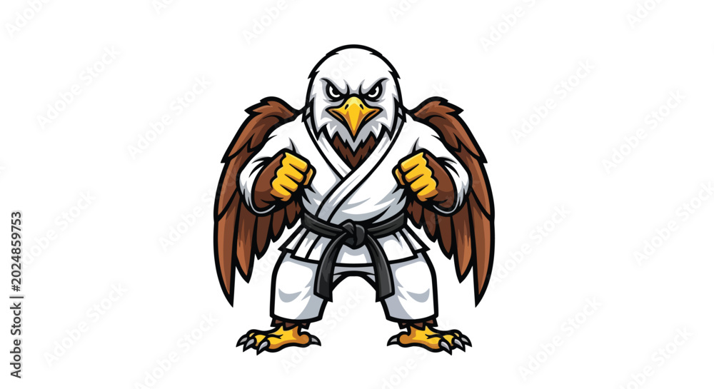 Fototapeta premium Eagle in Karate Gi with Black Belt.