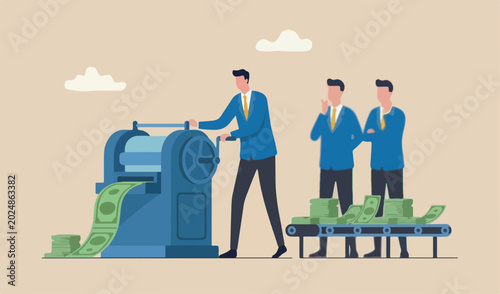 Tableau sur toile Printing money, quantitative easing policy by countries central team bank or FED