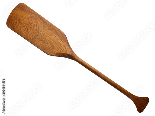 Bilde på lerret Isolated traditional wooden canoe paddle with beautiful grain, ready for water s