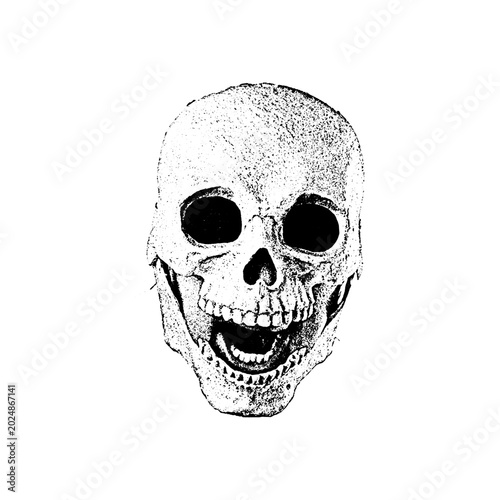 Bild auf Leinwand Smiling skull illustration with memento mori skeleton mortality halloween laught