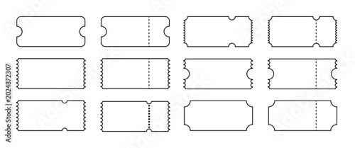Bild auf Leinwand Blank ticket template set with dotted perforation and stub design