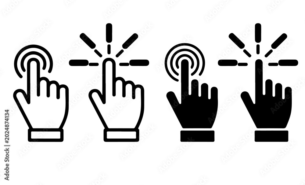 Fototapeta premium Hand Cursor Click Icons Set Vector