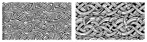 Canvastavla Geometric interwoven pattern and braided knot designs in vintage woodcut style