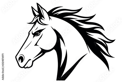 Quadro su tela Black and white horse head.