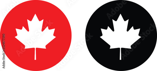 Canada day vector red black maple leaf circle designs for patriotic celebrations