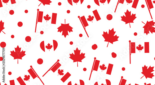 Canada day vector pattern flags maple leaves patriotic holiday design