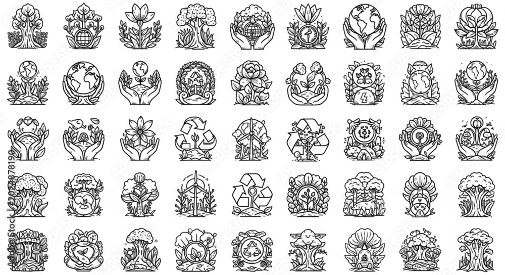 Obraz premium Collection of Diverse Abstract Geometric Shapes and Patterns.