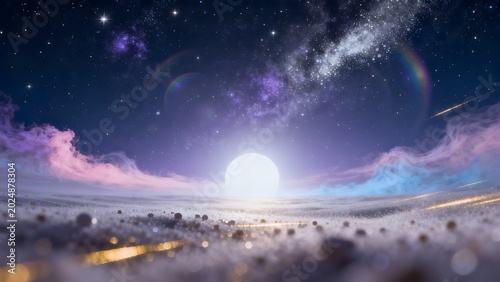 Cosmic landscape with starry sky