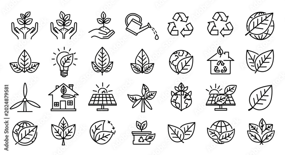 Fototapeta premium Collection of hand drawn eco friendly icons and symbols.